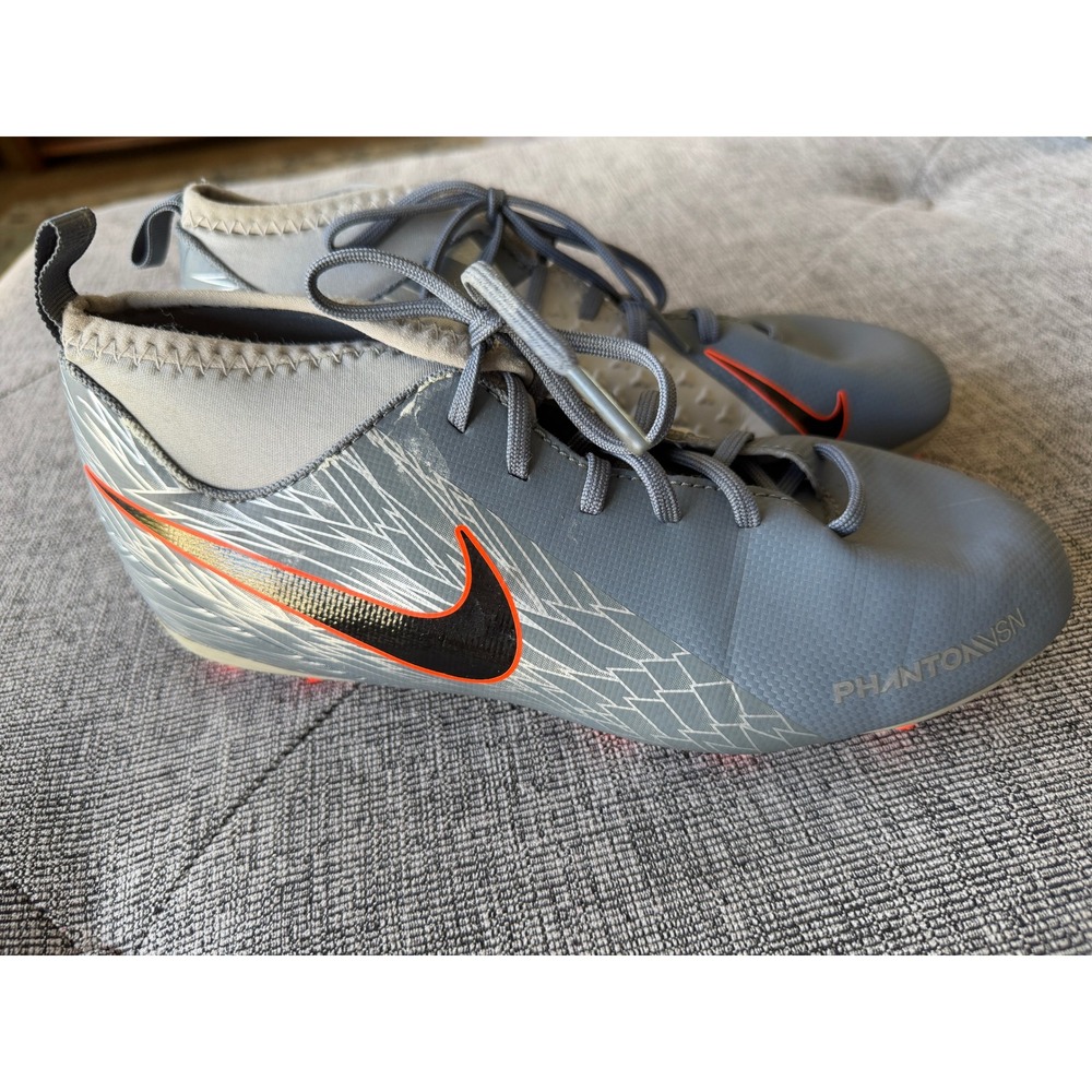 Nike Phantom VSN Academy DF FG/MG Soccer Cleats Youth SZ 5Y Grey Orange